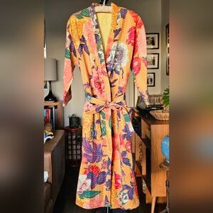 Bohemian Floral Kantha Kimono Robe O/S Made In India